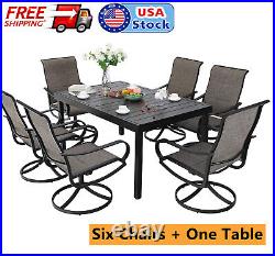 Patio Furniture Set Swivel Chairs Outdoor Dining Table Expandable for 6-8 Person