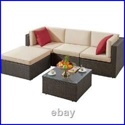 Patio Furniture Sets 5Pcs Outdoor Sectional Sofa Set Conversation Set with Cushion