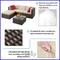 Patio Furniture Sets 5Pcs Outdoor Sectional Sofa Set Conversation Set with Cushion
