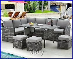 Patio Furniture Sets 7-Pieces Outdoor Sectional Sofa Rattan Wicker Sofa With Table