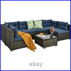 Patio Furniture Sets 7-Pieces Outdoor Sectional Sofa Rattan Wicker Sofa With Table