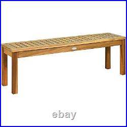 Patio Garden Acacia Wood Bench Dining Bench with Slatted Seat Teak