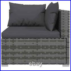 Patio Loveseat with Cushions Gray Poly Rattan