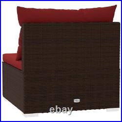 Patio Middle Sofa with Cushions Brown Poly Rattan