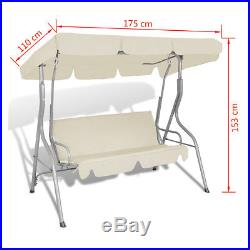 Patio Outdoor 3 Person Hanging Canopy Swing Chair Hammock Seat Sofa Coffee/White