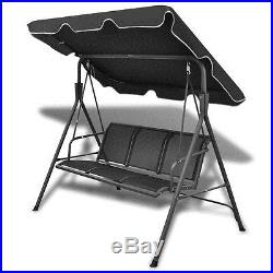 Patio Outdoor 3-Seater Black Garden Swing Canopy Hammock Seat Chair Sofa Deck