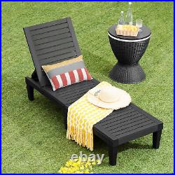 Patio Outdoor Chaise Lounge Chair Recliner with Adjustable Backrest Black