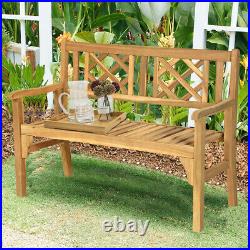 Patio Outdoor Solid Wood Bench Loveseat Chair Park Garden Yard Home Outdoor