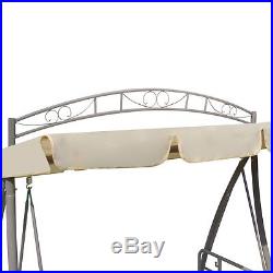 Patio Outdoor Swing Canopy Hammock Seat Sofabed Patterned Arch Sand White Deck