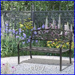 Patio Park Garden Bench Porch Path Chair Outdoor Lawn Garden Black 2 Seat