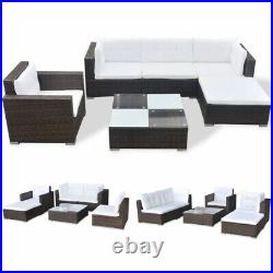 Patio Poly Rattan Furniture Outdoor 6Pcs Rattan Sofa Garden Conversation Set
