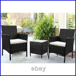 Patio Porch Furniture Sets 3 Pieces PE Rattan Wicker Chairs with Table Outdoor