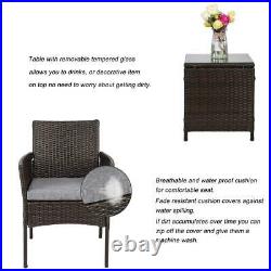 Patio Porch Furniture Sets 3 Pieces PE Rattan Wicker Chairs with Table Outdoor