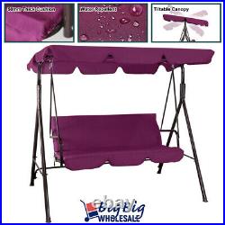 Patio Porch Swing Canopy Chair Outdoor Lounge Hammock 3-Person Seats Burgundy