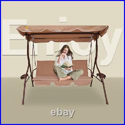Patio Porch Swing Chair/Bench Canopy Glider (Khaki)