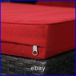 Patio Rattan Furniture Set Outdoor Sectional Sofa End Table with Cushion Red