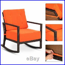 Patio Rattan Rocking Chair Rocker Armchair Outdoor Garden Furniture WithCushions