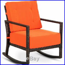Patio Rattan Rocking Chair Rocker Armchair Outdoor Garden Furniture WithCushions