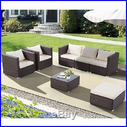 Patio Rattan Wicker Furniture Set Garden Sectional Couch Outdoor Sofa & Table