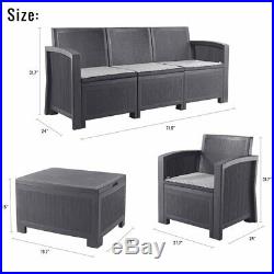 Patio Rattan Wicker Furniture Set Garden Sectional Couch Outdoor Sofa & Table US