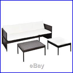Patio Rattan & Wicker Lounge Set with 3-seater Sofa Garden Furniture Black/Brown