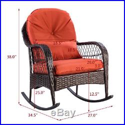 Patio Rattan Wicker Rocking Chair Porch Deck Rocker Outdoor Furniture With Cushion