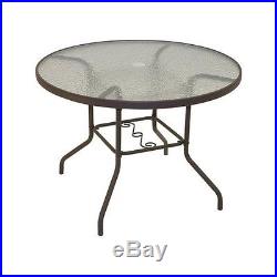 Patio Round Dining Table Set Glass Deck Outdoor Furniture Garden Pool Yard NEW