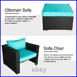 Patio Sectional Sofa Lounge Chair PE Rattan Couch With Ottoman Outdoor Furniture