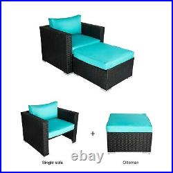 Patio Sectional Sofa Lounge Chair PE Rattan Couch With Ottoman Outdoor Furniture
