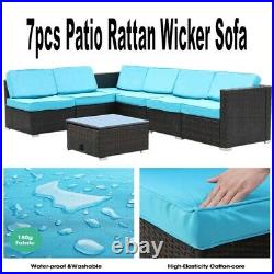 Patio Sectional Sofa Set 7PCS Outdoor Rattan Wicker Couch Cushioned Furniture US