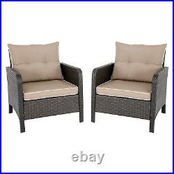 Patio Sofa Chair 2 PCS Rattan Wicker Furniture Armchairs Set with Cushion Outdoor