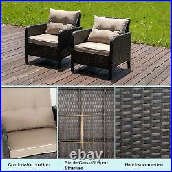 Patio Sofa Chair 2 PCS Rattan Wicker Furniture Armchairs Set with Cushion Outdoor