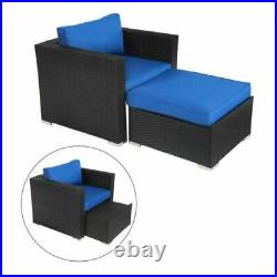 Patio Sofa Lounge Chair Set PE Rattan Ottoman Sectional Couch Outdoor Furniture