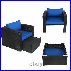 Patio Sofa Lounge Chair Set PE Rattan Ottoman Sectional Couch Outdoor Furniture