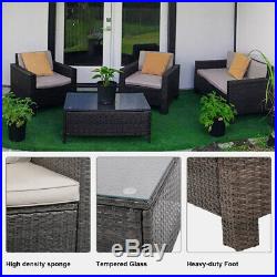 Patio Sofa Set 4 Pcs Outdoor Furniture Set PE Rattan Wicker Cushion Outdoor Gard