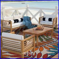 Patio Sofa Set 4pcs Outdoor Furniture with Cushion Coffee Table & Pillows