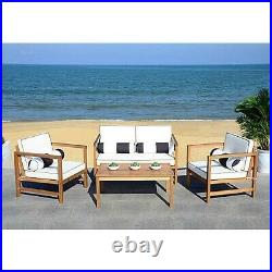 Patio Sofa Set 4pcs Outdoor Furniture with Cushion Coffee Table & Pillows