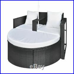 Patio Sofa Set Rattan Furniture Outdoor Wicker Garden Lounger Daybed withParasol