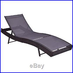Patio Sun Bed Adjustable Pool Wicker Lounge Chair Outdoor Furniture WithCushion