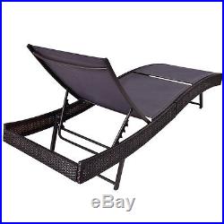 Patio Sun Bed Adjustable Pool Wicker Lounge Chair Outdoor Furniture WithCushion