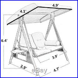 Patio Swing 2-Person Outdoor Hammock Steel Frame Tilt Canopy & Teapoy Furniture