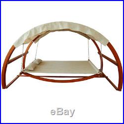 Patio Swing Bed Outdoor Canopy Porch Hammock Garden Furniture Wooden Stand