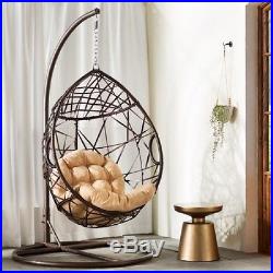 Patio Swing Chair Outdoor Swinging Egg Cushion Seat Metal Stand Garden Furniture