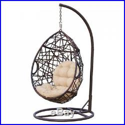 Patio Swing Chair Outdoor Swinging Egg Cushion Seat Metal Stand Garden Furniture