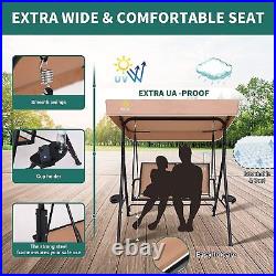 Patio Swing Chair, Porch Swings, Canopy Glider, with Adjustable Tilt Two Seat