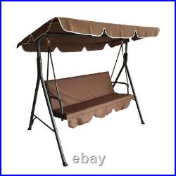 Patio Swing Hammock Bench Lounge Chair Steel 3-seat Padded Outdoor with Canopy