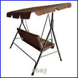 Patio Swing Hammock Bench Lounge Chair Steel 3-seat Padded Outdoor with Canopy