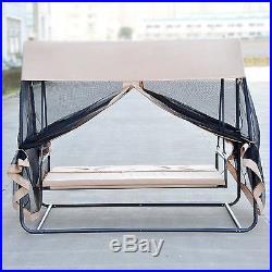 Patio Swing Hammock Outdoor Furniture Convertible Bench Chair Bed with Canopy Mesh