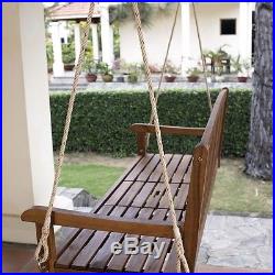 Patio Swing Tray Outdoor Home Porch Seat Furniture Wooden Hanging Rope Backyard