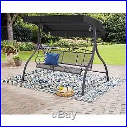 Patio Swing With Canopy 3 Person Garden Backyard Porch Outdoor Furniture Black